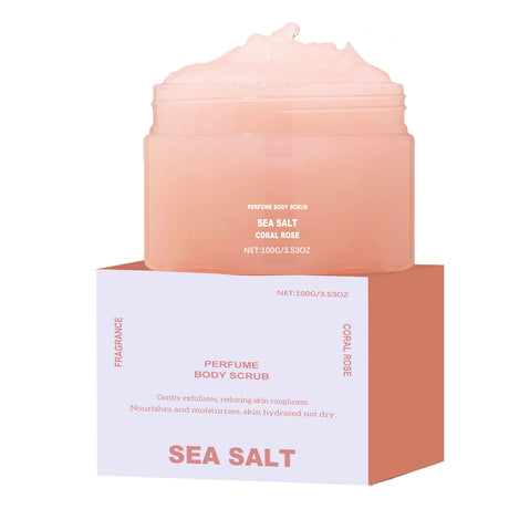 Perfume Body Scrub Hydrating Smoothing Skin Natural Exfoliating Salt Rose Coral Amber Vanilla Scent Moisturizing Cleansing Skin