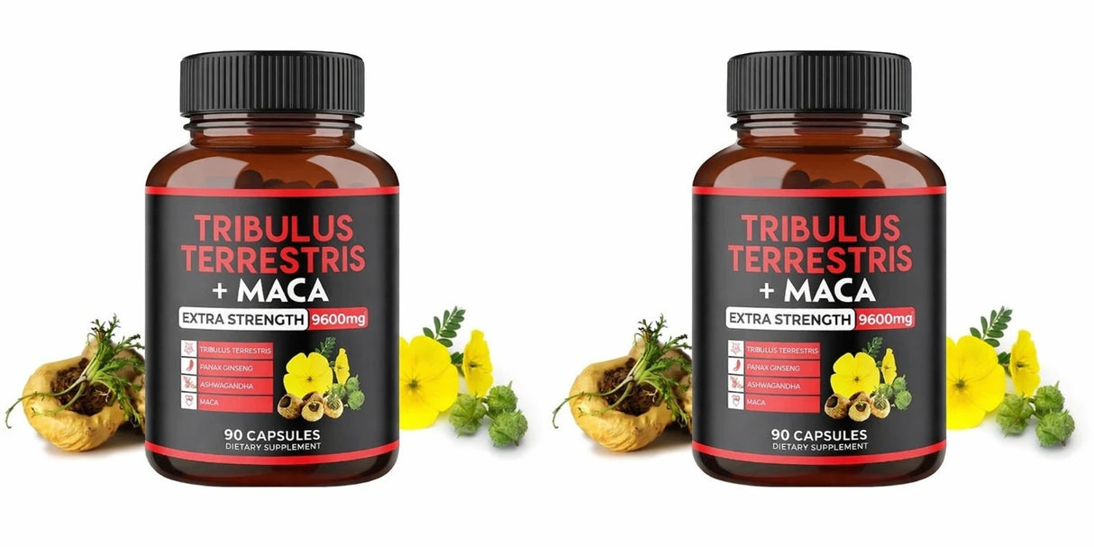 Tribulus Terrestris + Maca Root Extract Supplement Supports Energy Vitality Natural Herbal Health Non-GMO 90 Vegan Capsules