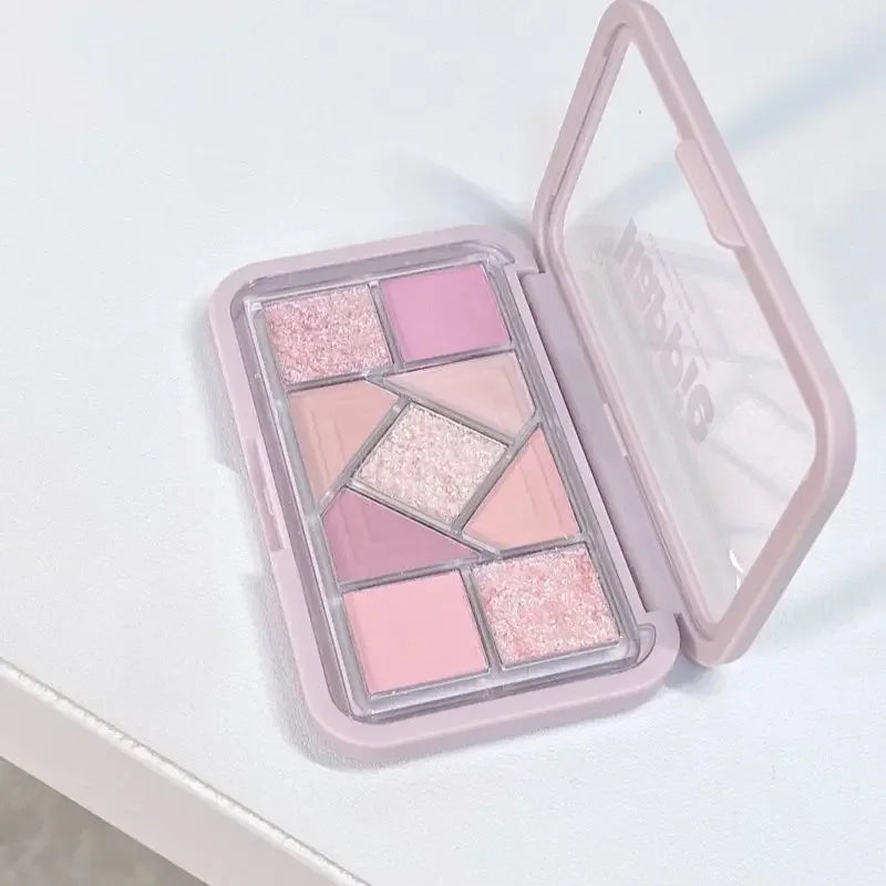 Mint diffuse pink blue small pink frame nine-color eyeshadow palette low saturation clear mint green pearl matte gentle pure des