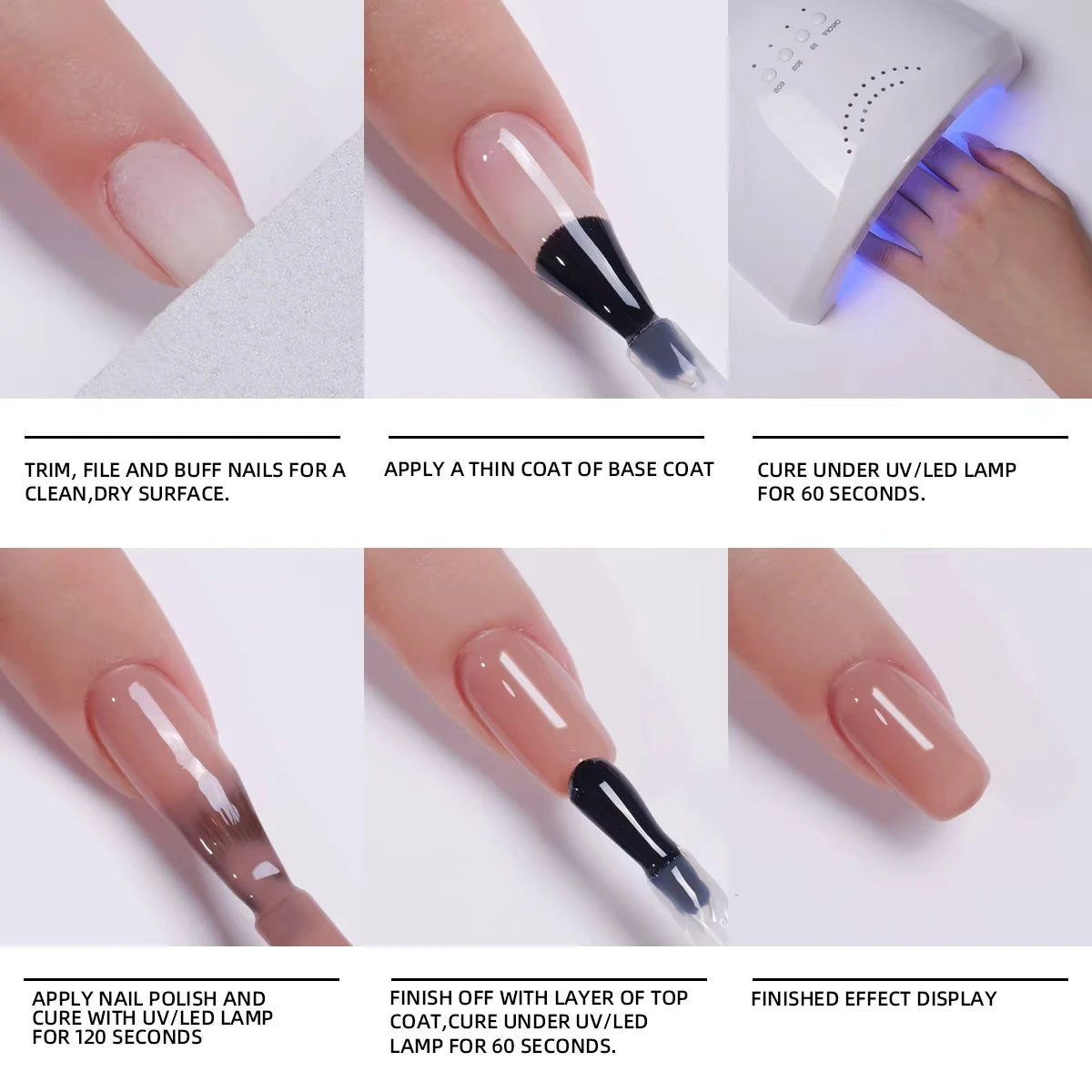 6pcs 15ml Ice-Transparent Nude Pink Nail Polish Full Set of Phototherapy Gel Suitable for Nail Salon DIY
