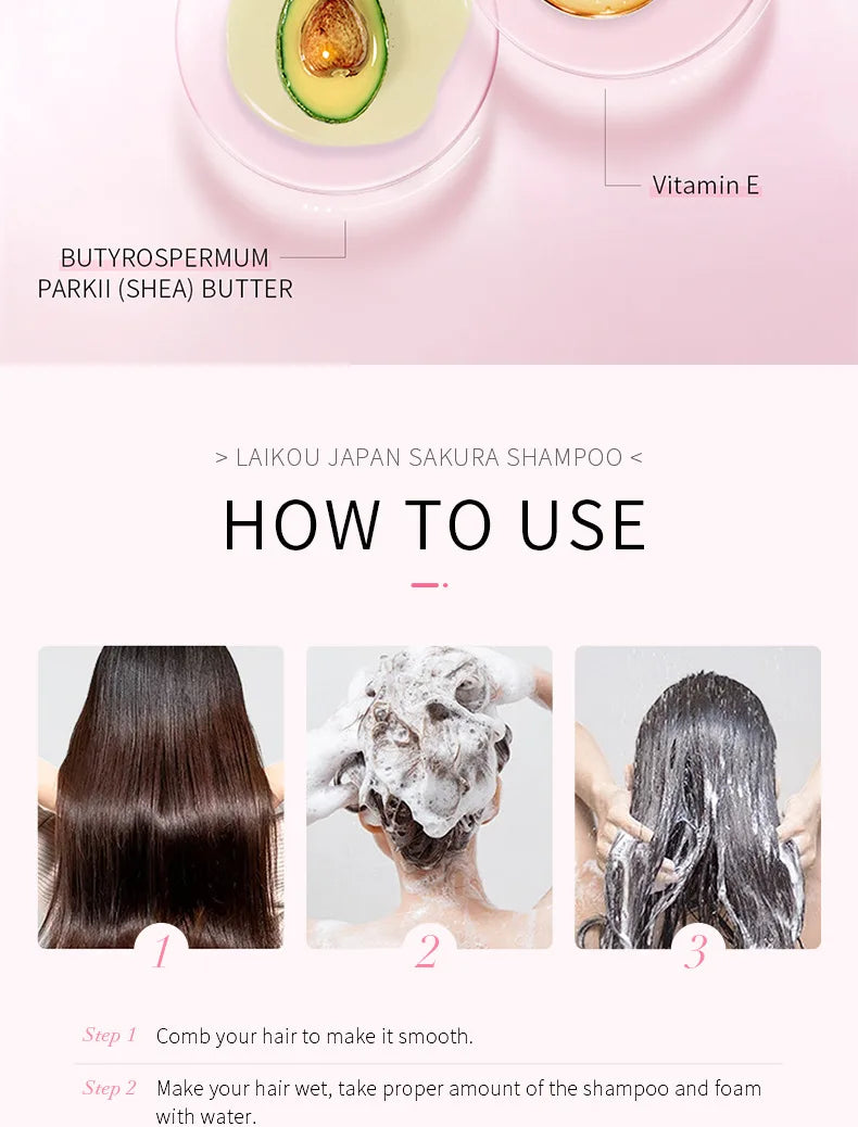 LAIKOU Japan Sakura Shampoo or Hair Conditioner Complex Oil Hair Care Repair Damaged Hair Repair Serum Oil Anti Hairs Loss