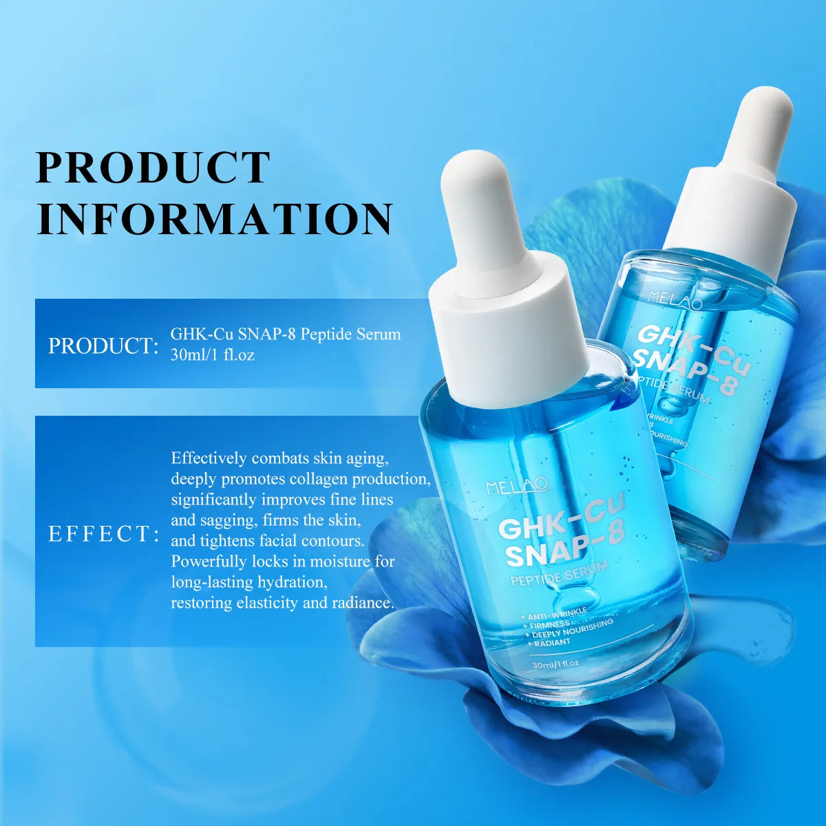 GHK-Cu Copper Peptides Facial Serum with SNAP-8 for Fine Lines, Wrinkles, Firming, Deep Hydration & Collagen,All Skin Types