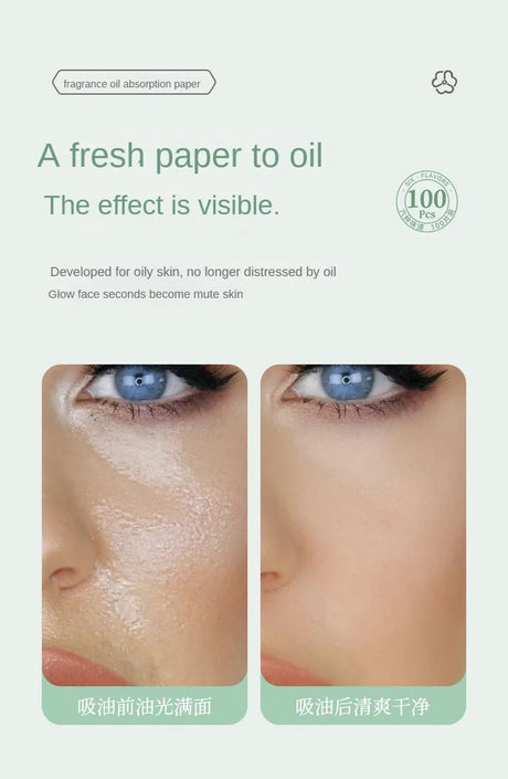 100Pcs New Face Oil Blotting Paper Protable Matting Face Wipes Facial Cleanser Oil Control Oil-absorbing Face Cleaning Tools