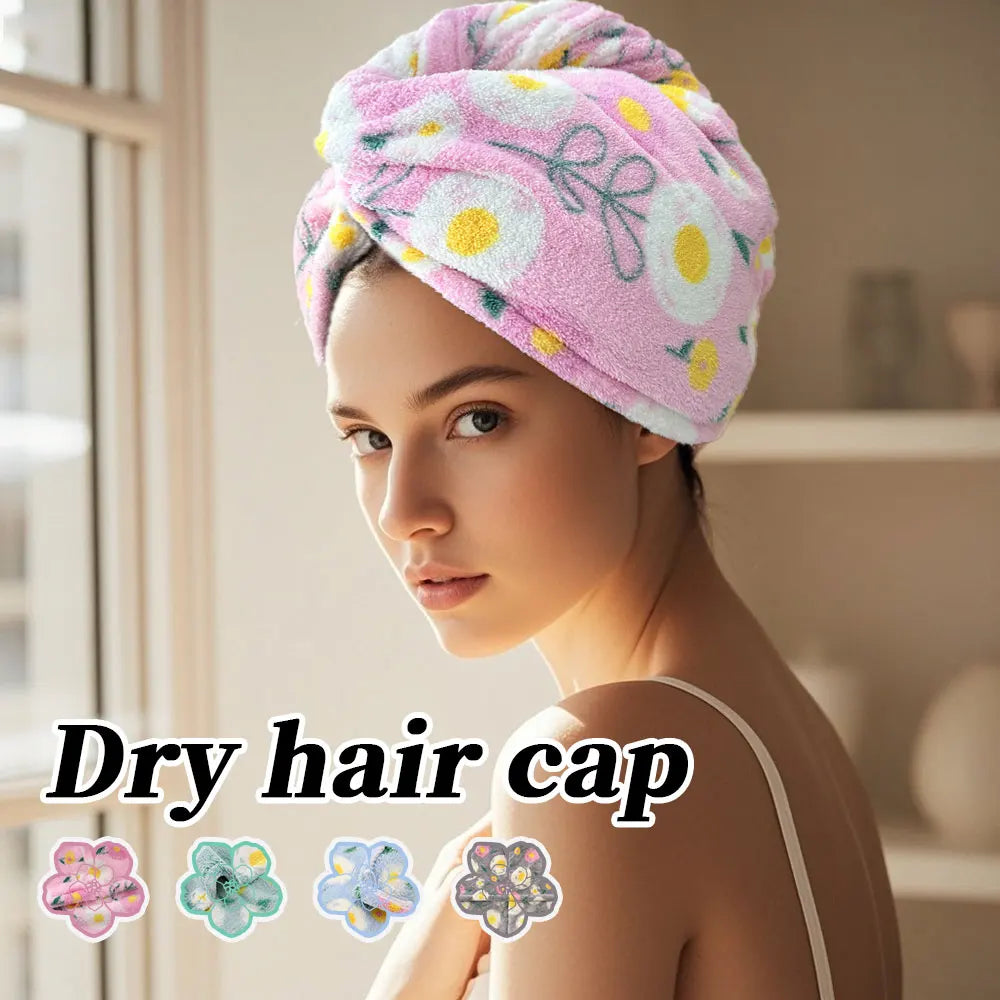 1 Piece of Flower Patterned Dry Hair Towel, Soft and Absorbent, Cute and Charming Dry Hair Cap, Easy to Wear and Not Easy to Fal