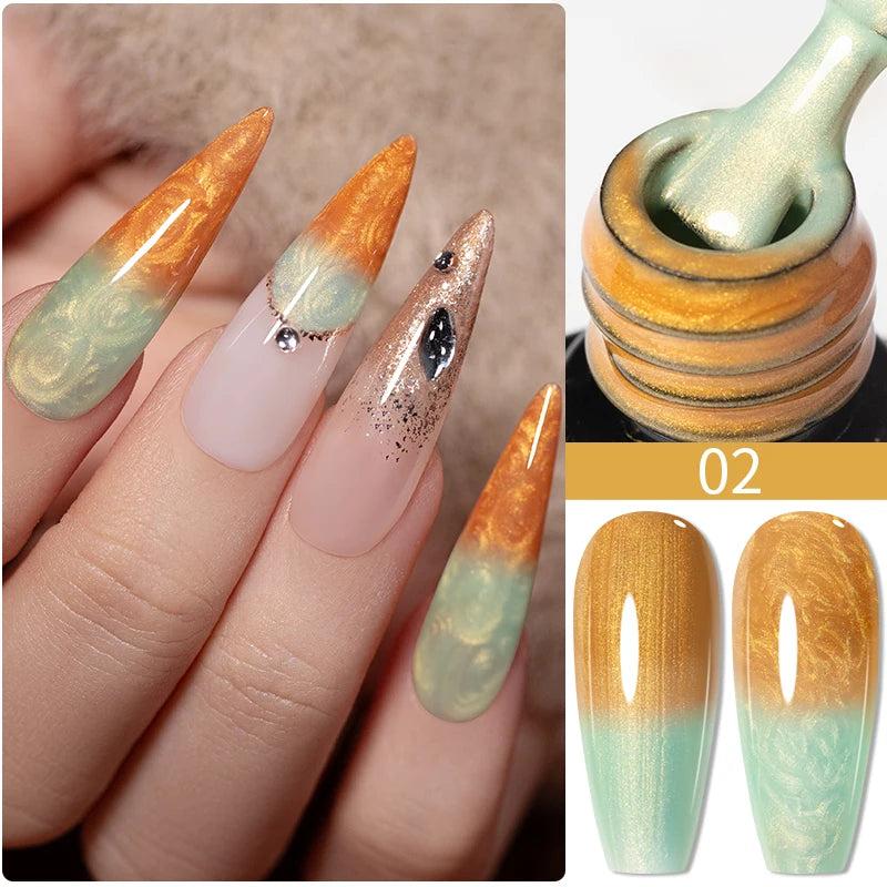 PUENTE 7.5ML Nude Shade Moonlight Cat Magnetic Gel Nail Polish Ultra-Bright Cat Eye Soak Off UV Semi-Permanent Varnish Manicure
