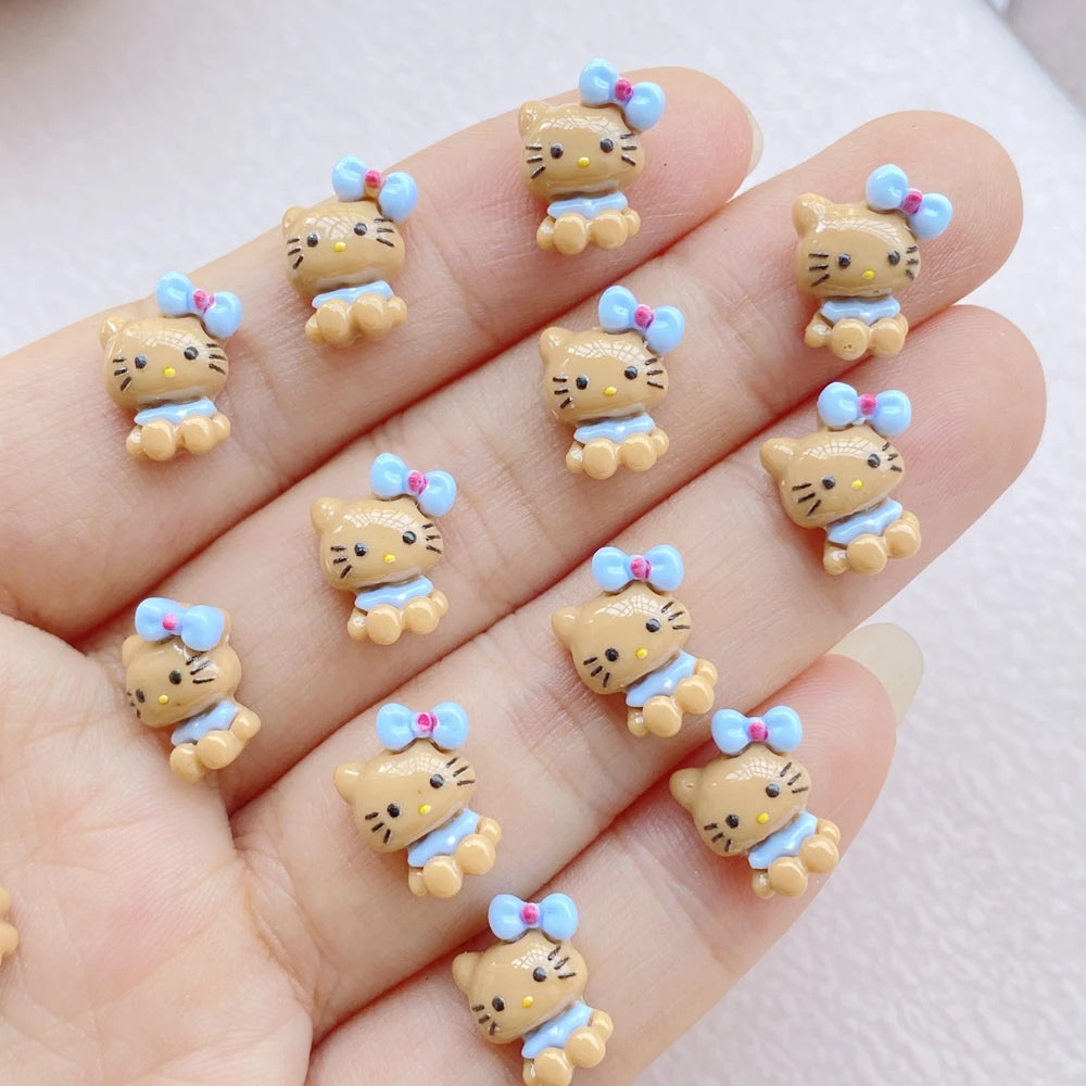 50Pcs Cute Mini Cartoon Cat Nail Art Resin Designer Charms DIY Craft For Nail 3D Decorations Jewelry