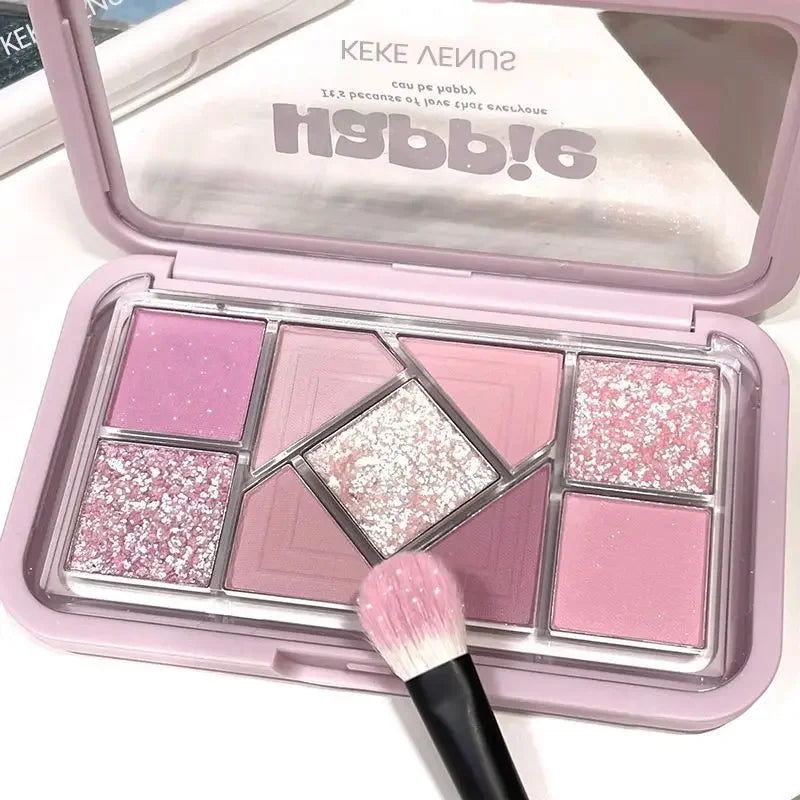 Mint diffuse pink blue small pink frame nine-color eyeshadow palette low saturation clear mint green pearl matte gentle pure des