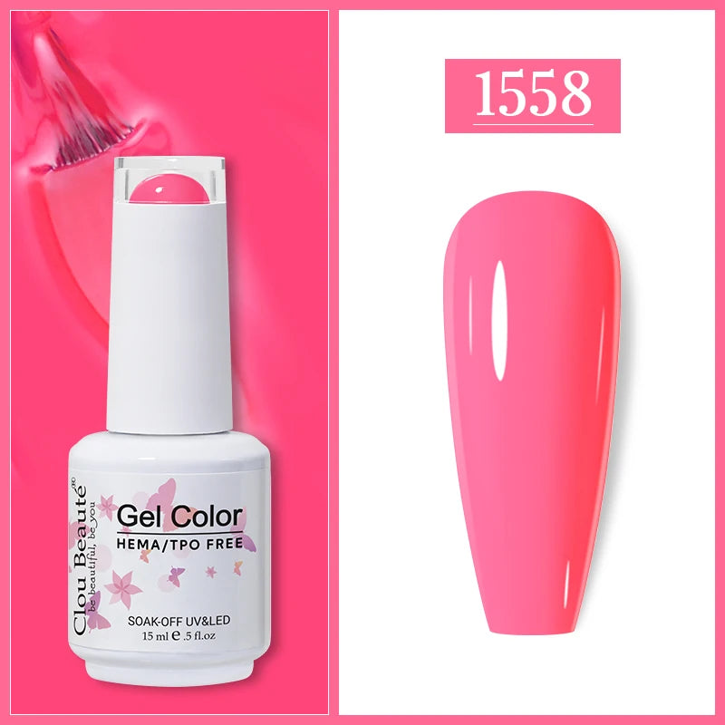 Clou Beaute Gel Nail Polish Neon Brown Royal Blue Red Green Pastal Nude Nail Art Varnishes Gel Lacquer HEMA/TPO FREE UV Gel Nail