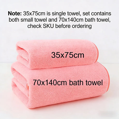 Solid Color Coral Fleece Thickened Towel Set - Soft Absorbent Bath Towels for Home Gym Face Washing - Soft Towels Set