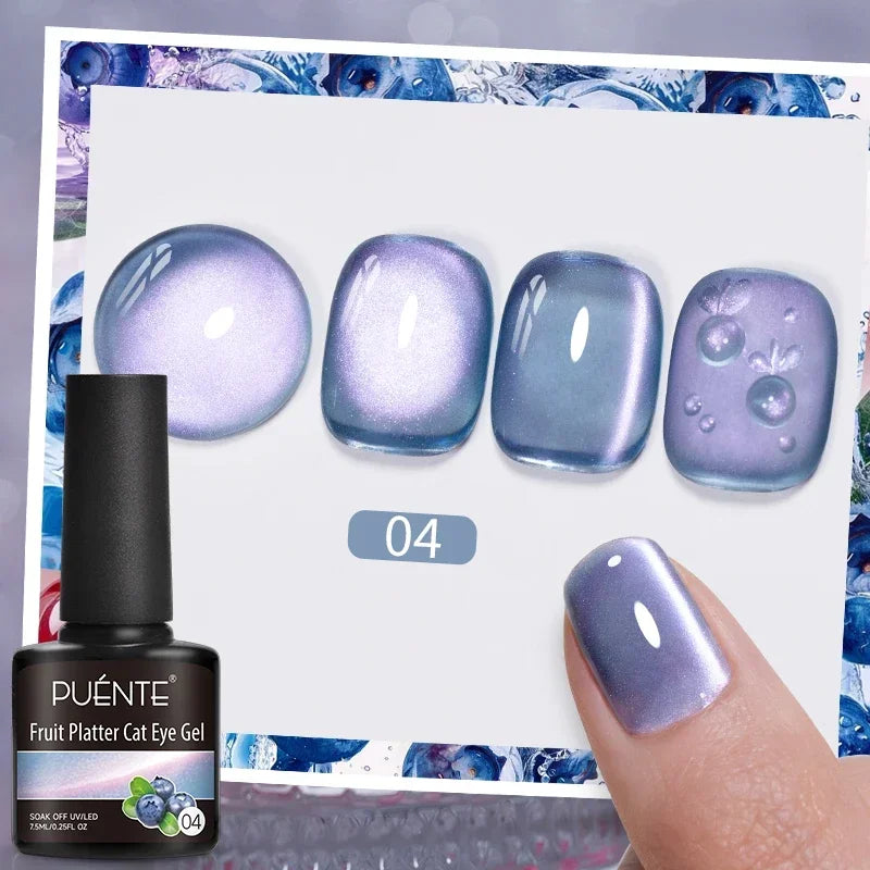 PUENTE 7.5ML Nude Shade Moonlight Cat Magnetic Gel Nail Polish Ultra-Bright Cat Eye Soak Off UV Semi-Permanent Varnish Manicure