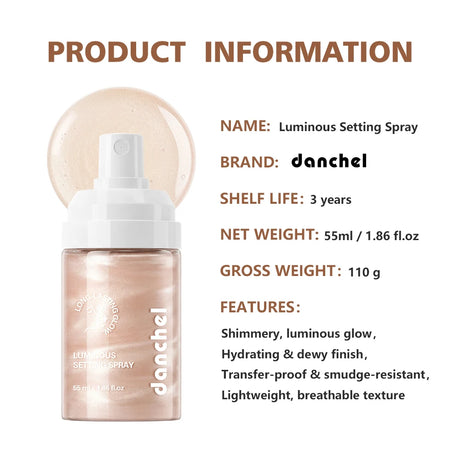 Luminous Setting Spray Smudge-resistant Quick-drying Non-sticky Long Lasting Locks Makeup Luminous Dewy Finish Setting Spray