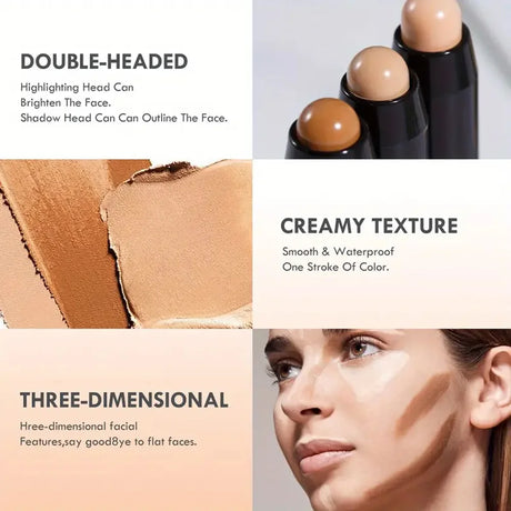 Dual-ended contour stick, facial foundation, concealer, long-lasting dark circles, correcting contour concealer, makeup