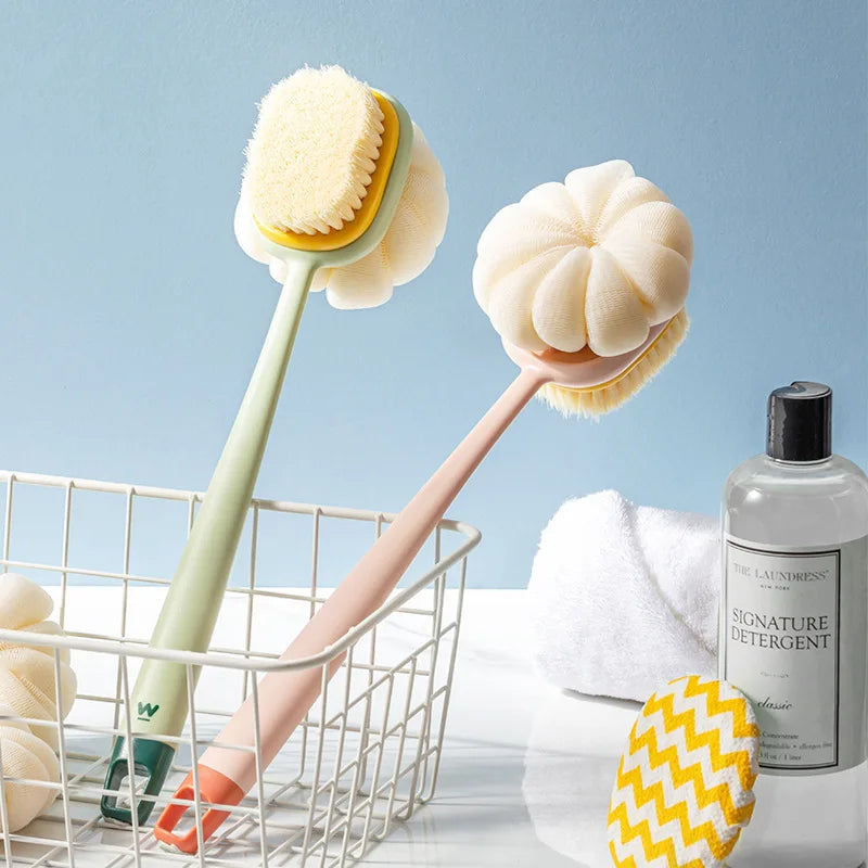 Rub Bath Brush Long Handle Rub Towel Rub Back Artifact Double-Sided Rub Soft Hair Bath Brush Detachable Bath Power