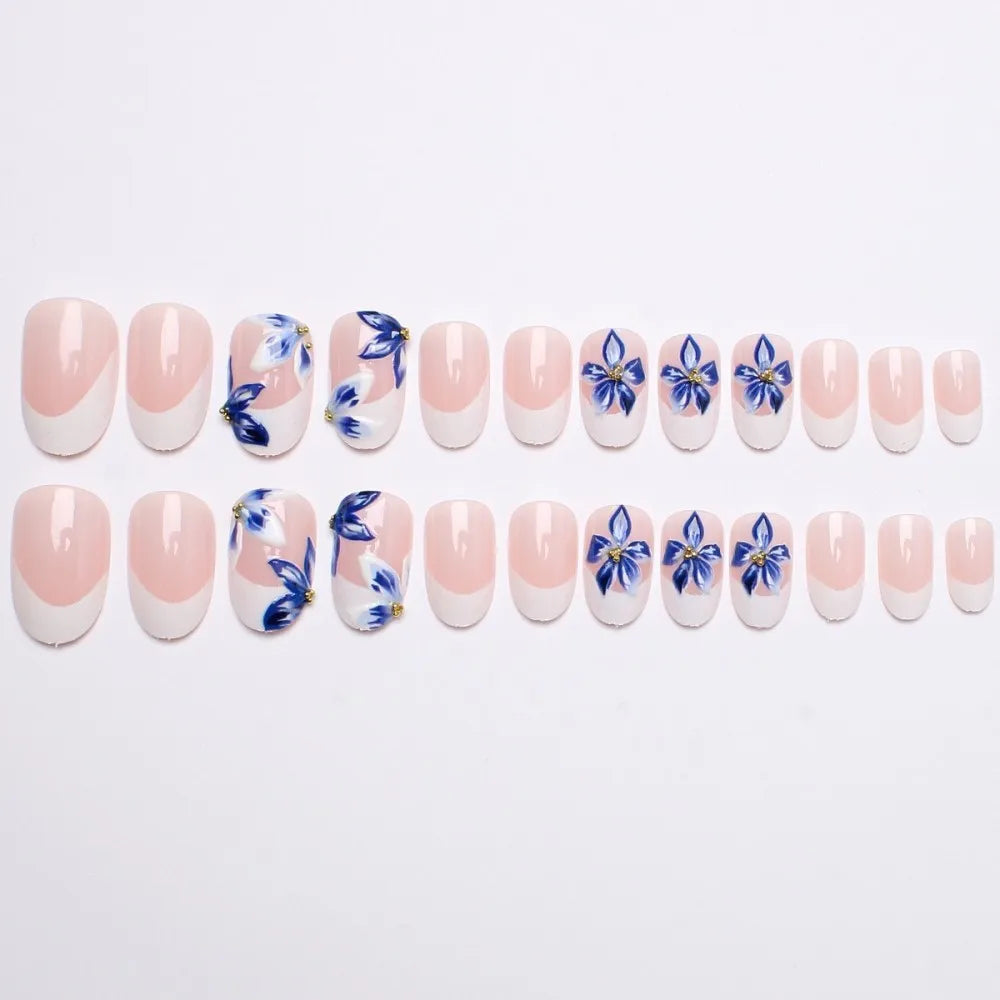 24PCS Juicy Red Cherry Hand Painted Press on Nails Vivid French Border Jelly Clear Almond Shape Fake Nails Summer Vibe