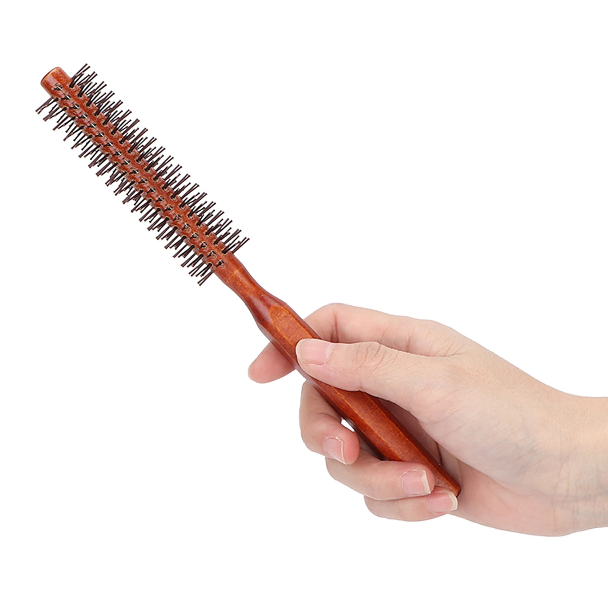 Round Styling Hair Brush Curling Roller Hairbrush Small Wood Brush Unisex for Blow Drying Home Use Curling Brush