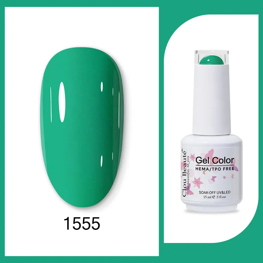 Clou Beaute Gel Color Hema TPO Free 15ml Gel Nail Varnish Soak Off UV Gel Polish Nail Art Manicure Lacquer Nail Art Jelly Gel