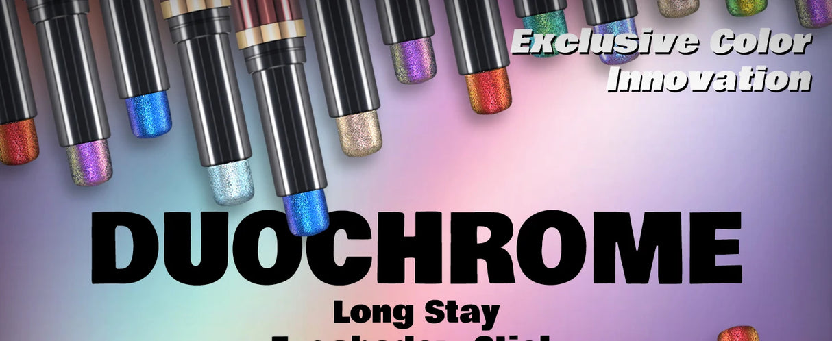 CHARMACY New Multichrome Eyeshadow Stick with Sponge Waterproof Long Lasting Glitter Eye Professional Maquillaje for Women