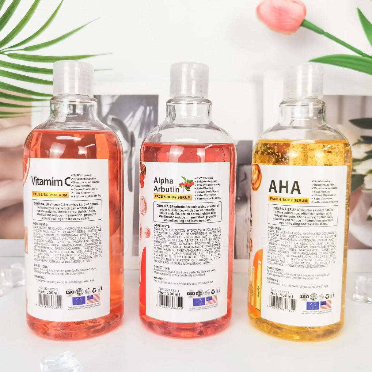 500ML Vitamin C AHA HYALURONIC& NICOTINAMIDE Face Serum Moisturizing Lightening Body Cream