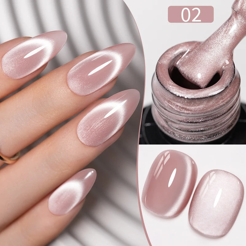 PUENTE 7.5ML Nude Shade Moonlight Cat Magnetic Gel Nail Polish Ultra-Bright Cat Eye Soak Off UV Semi-Permanent Varnish Manicure
