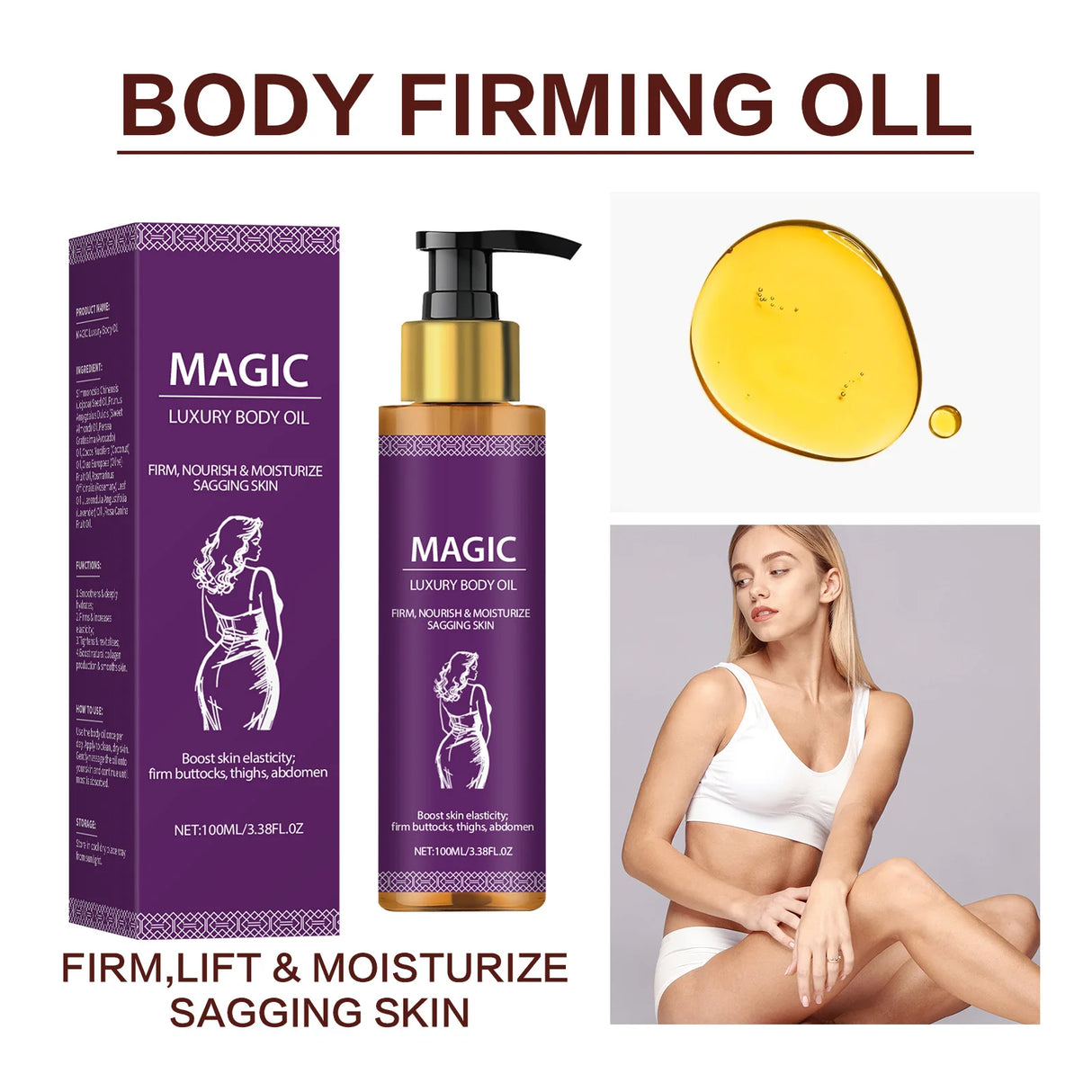 Tightening Body Oil Lightening Improve Dry Brightening Nourishing Lifting Firming Smooth Anti Cellulite Skin Care Massage Care