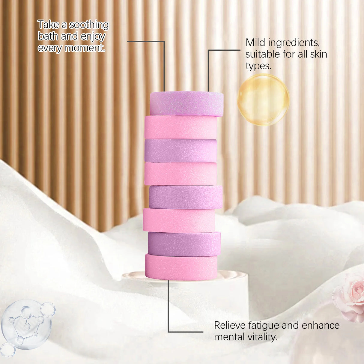 Rose Lavender Aromatherapy Shower Steamers Tablets Home Spa Relax Body Mental Relaxation Bath Products Shower Steamers Tablets