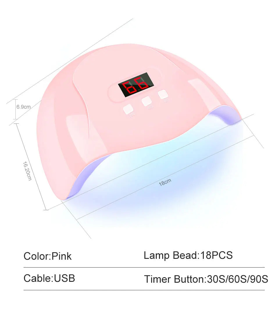 Nail UV Lamp 18LED Nail Dryer Suitable For All Gel Varnish Polishing And Curing With Timer Mode Suitable For Home Manicure Tools