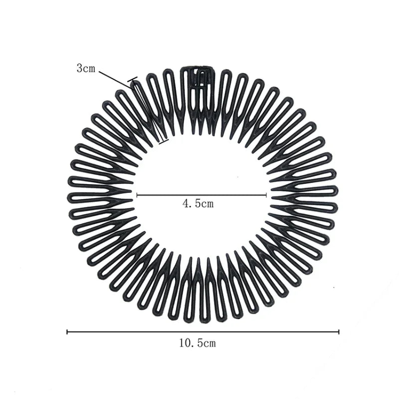 2Pcs Plastic Full Circle Stretch Diamond Flexible Comb Teeth Headband Hair Band Clip Face Wash Fixed Hair Accessories Non-Slip