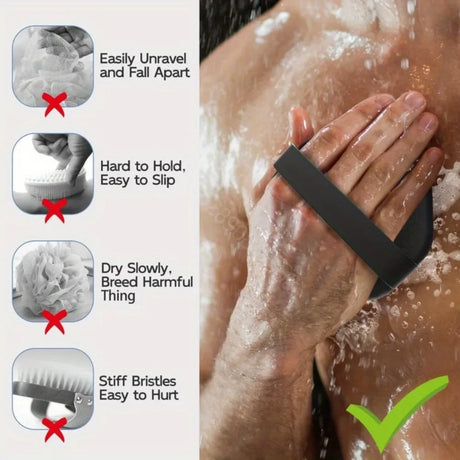 1PC Polygonal Silicone Bath Brush, Deep Exfoliating Massage Body Scrubber Soft Silicone Bathing Tool for Shower