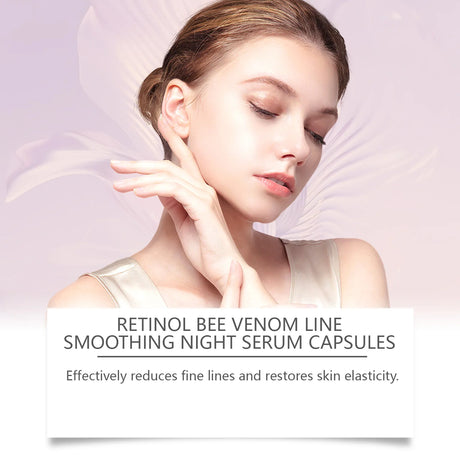 Retinol Bee Venom Facial Capsules Anti-Wrinkle Firming Smoothing Moisturizing Facial Skin Anti-Aging Night Serum for Face & Neck