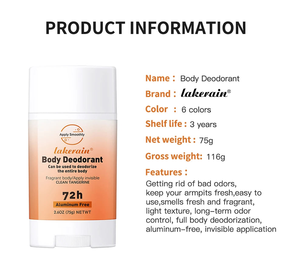 New Whole Body Deodorant Invisible Cream Stick 72 Hour Odor Control Aluminum Free Baking Soda Free Skin Care