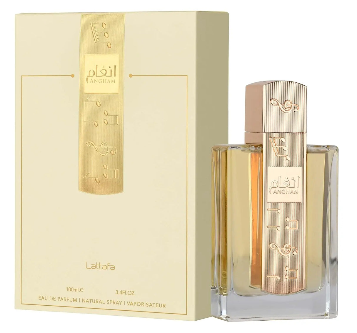 YARA LATTAFA Angham Eau De Parfum 100ML With Original Gift Box Long Lasting Warm Soft Floral Woody Fragrance Unisex Perfume Clear Square Bottle Gold Musical Note Cap Elegant Scent Wedding Holiday Gift for Men Women