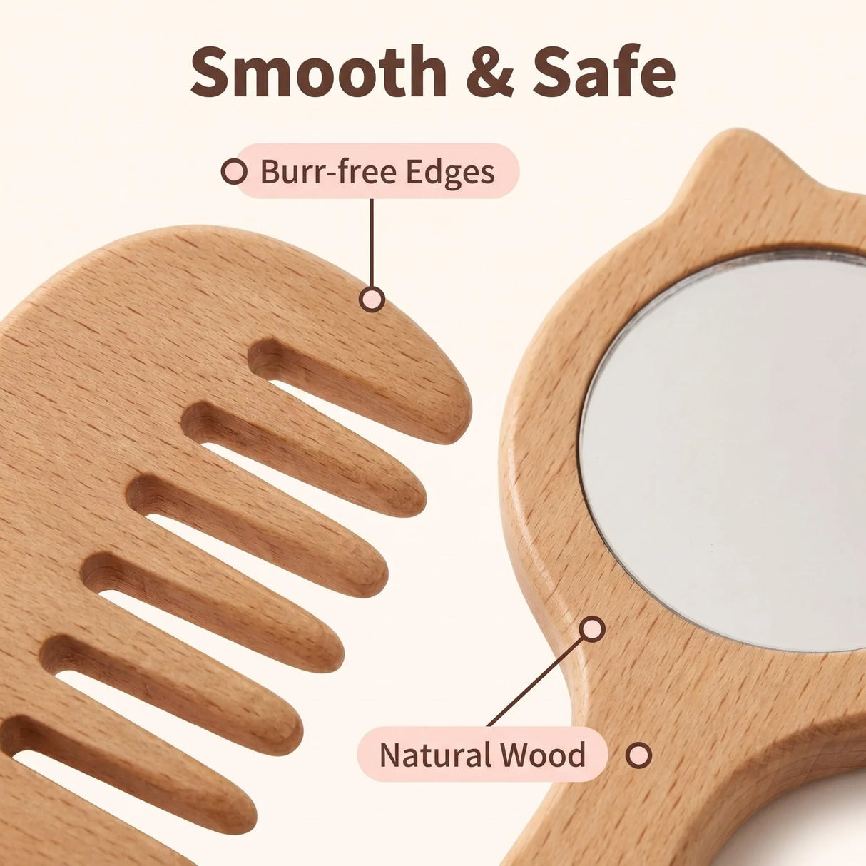 Kids' Pretend Makeup Toy Wooden Role‑play Dress‑up Vanity Gift Makeup Bag Set for Girls