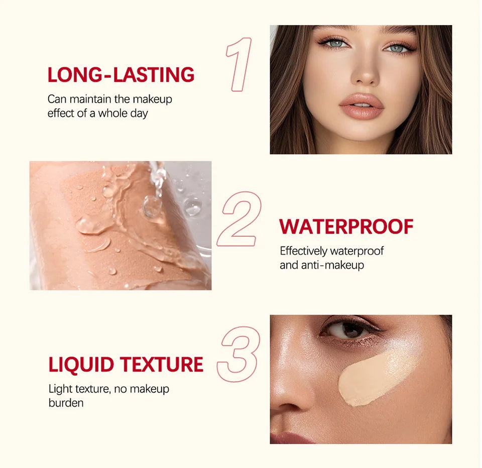 5 Colors Matte Liquid Foundation Base Sweat Resistant Smooth Cover Blemish Pores Natural Matte Finish Lightweight Face Makeup Cosmetic Base