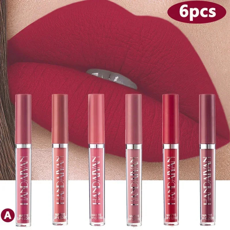 HANDAIYAN 1/6 PCS Lipstick Set Make-up for Women Non Stick Cup Waterproof Long Lasting Cosmetics Korean Makeup Matte Lipstick