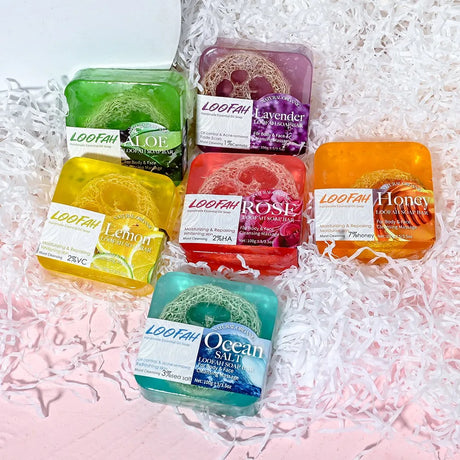 100g Lemon Oil And Loofah Soap Natural Organic Handmade Soap Facial Cleansing Whitening Acne Essential Oil Soap