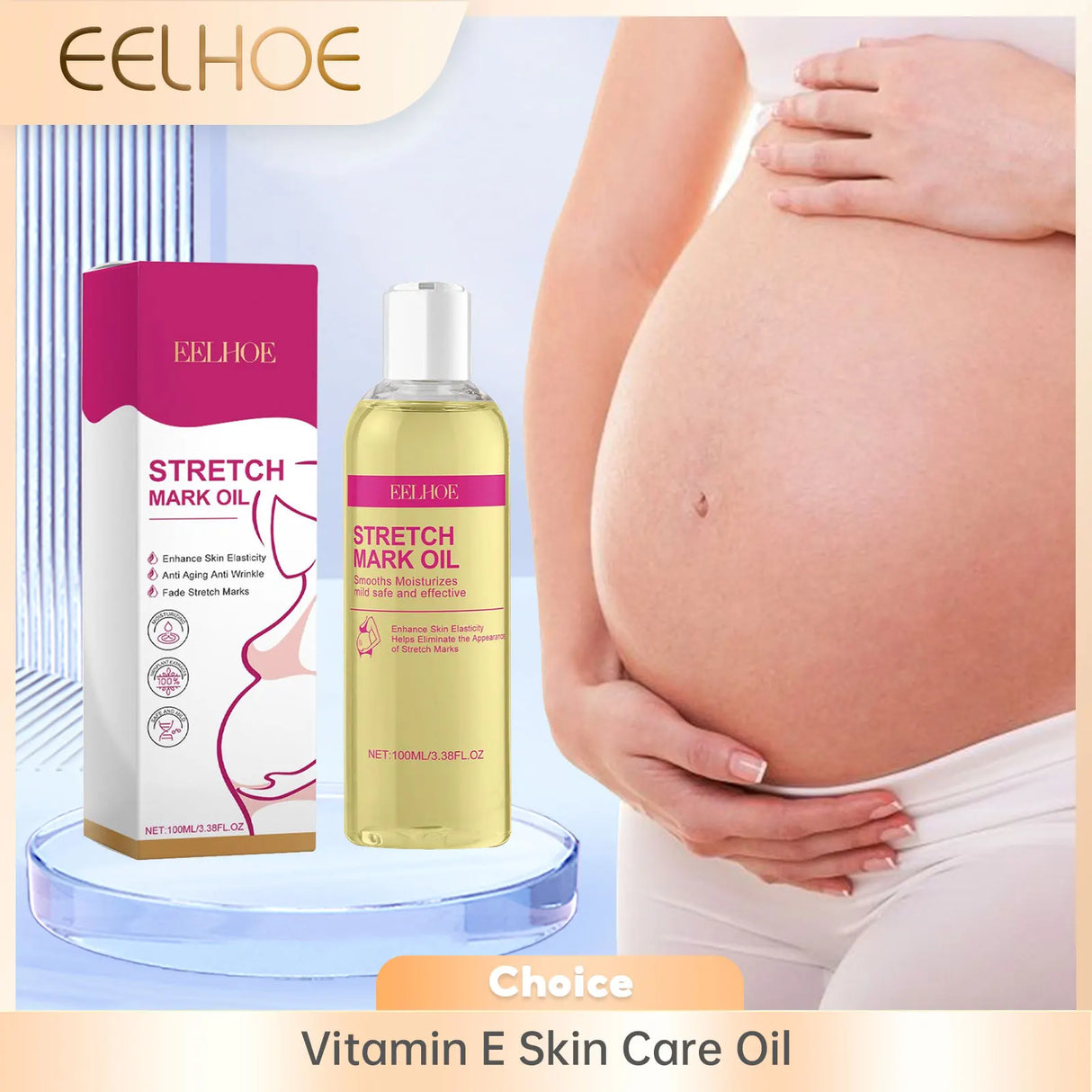 EELHOE Vitamin E Skin Care Oil Remove Pregnancy Stretch Marks Postpartum Care Elastic Skin Firming Collagen Body Care Oil 100ml