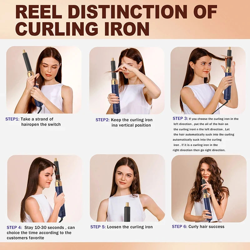 5 in 1 Hair Styler Powerful Fast Drying Ionic Hair Dryer High Speed Hot Comb Brush Set Professional Hair Straightener
