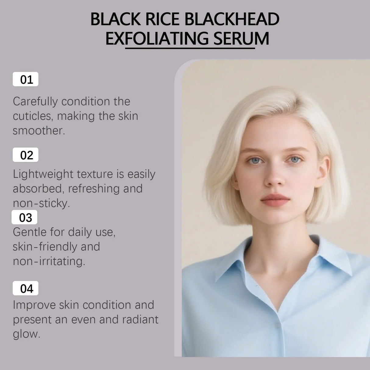 Black & White Rice Exfoliating Serum Set BHA Niacinamide Pore Minimizing & Brightening Blackhead Whitehead Remover Skincare Set