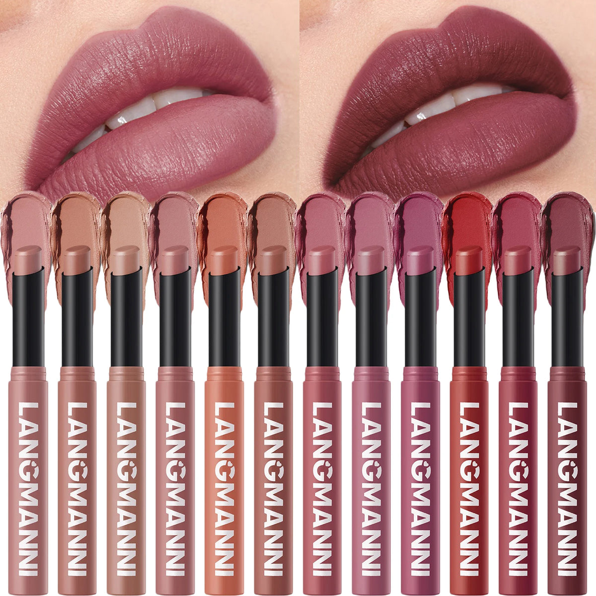 12 Colors Nude Matte Lipstick Waterproof Lip Sticks Not Fading Sexy Red Velvet for Women Make Up Long Lasting Lip Cosmetics