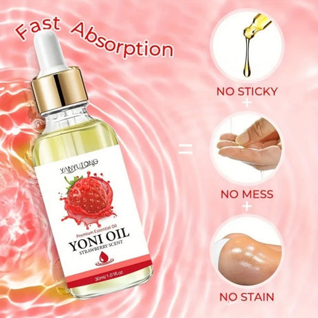 30ml Yoni Oil, Strawberry Scented, Natural & Plant-Based, PH Balance, Odor Eliminator, Feminine Care, Moisturizer