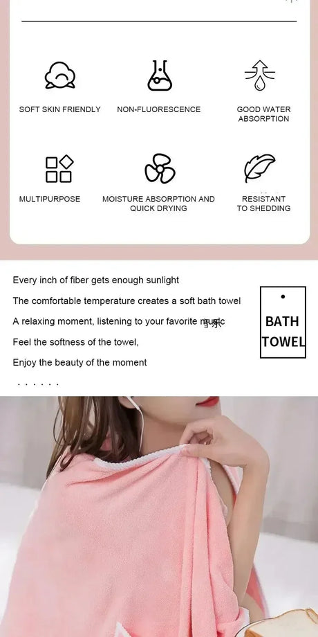 Women's Bath Towel Wearable 140x85cm - Quick Dry Spa&Beach Wrap with Anti-Slip Design for Shower Gym Yoga Fast-drying Convenient