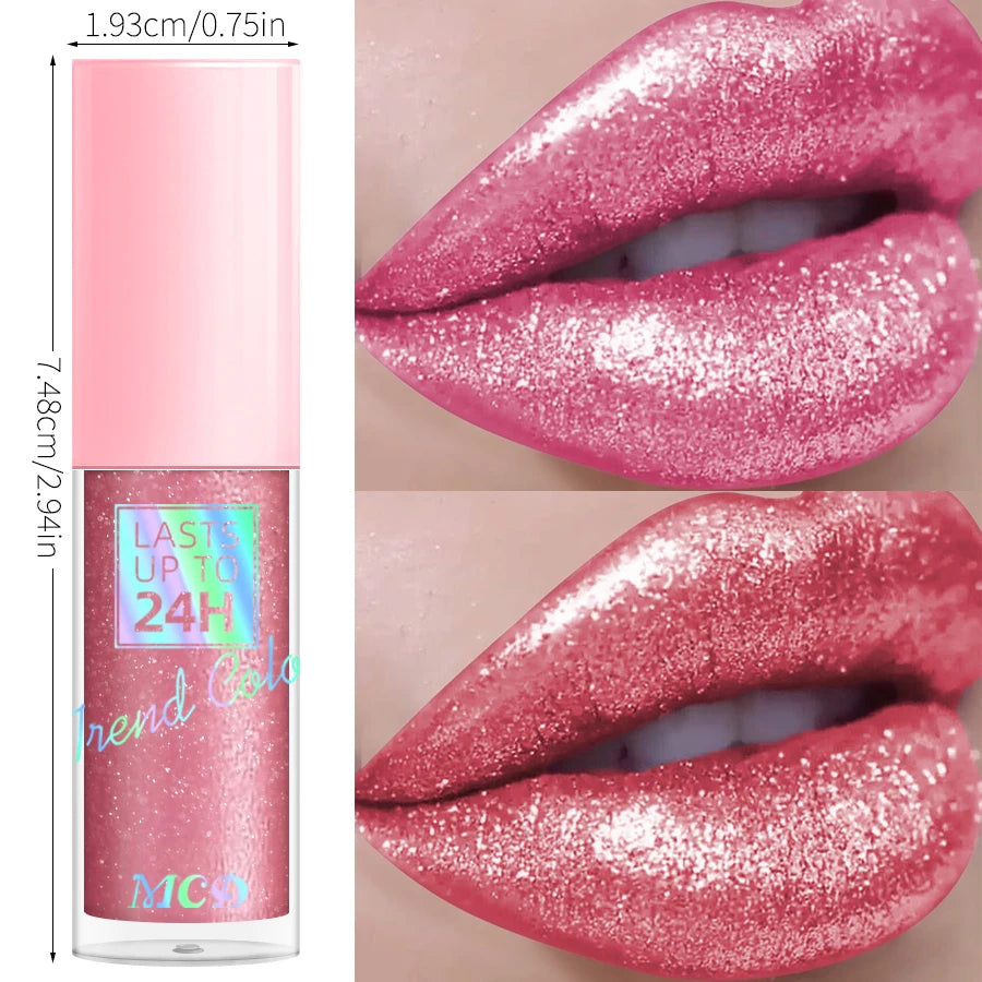 18 Colors Diamonds Glitter Lip Gloss Long Lasting Waterproof Liquid Lipstick Pearl Shining Lip Color Sparking Lip Makeup Women