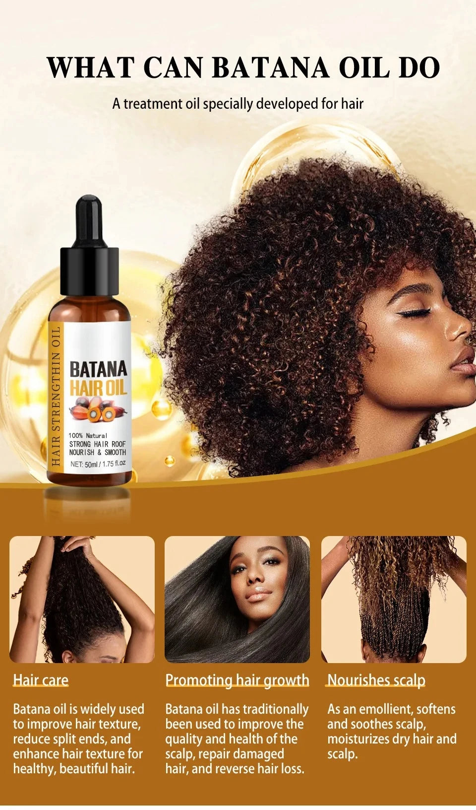 Batana Oil Hair Growth Products Fast Growth Batana Essence Oil Traction Alopecia Anti Hair Loss Baldness Treatment For Men Women