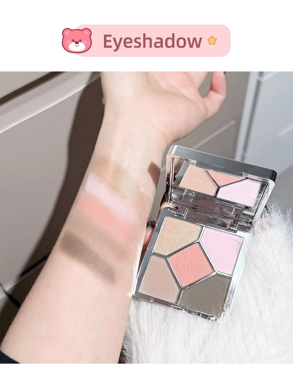 ART VALUE 7PCs Multipurpose Makeup Sets Include 3 Matte Lip Mud,1 Pressed Powder,1 Blush,1 Eyes Palette And Necklace Cosmetics
