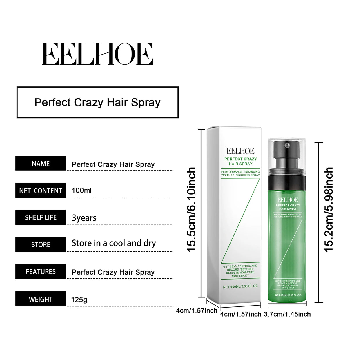 Eelhoe Hair Fluffy Styling Spray Hair Fluffy Lazy Degreasing Refreshing Durable Styling Deeply Nourish Hair Wash Free Spray