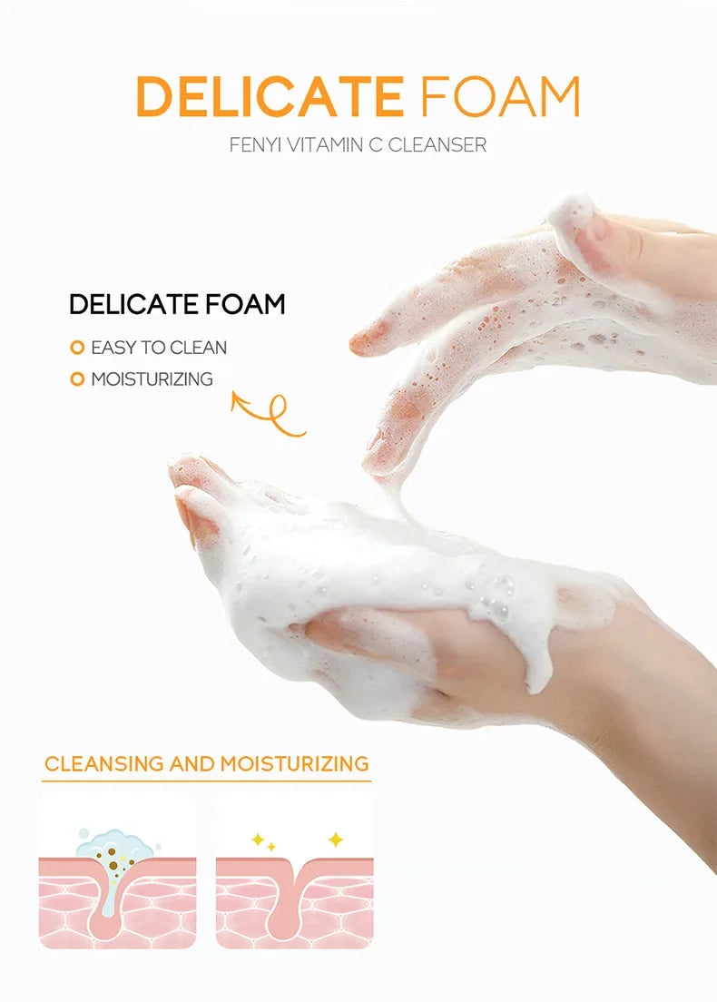Japanese Cherry Blossom or Vitamin C Facial Cleanser Skin Cleansing Moisturizing Blackhead Remove Skincare Face Wash Foam Face