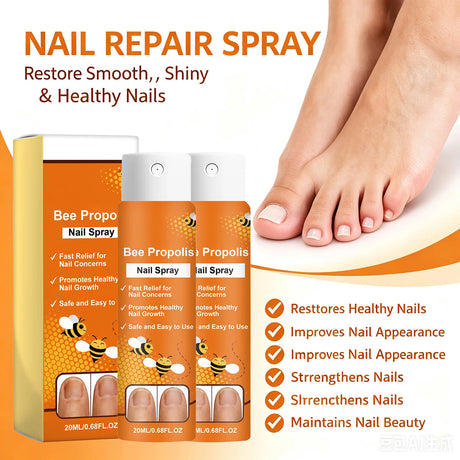 Bee Venom Nail Soothing Spray Nail Repair Treatment for Damaged&Discolored Toenail Moisturizing Nourishing Care for Brittle Nail