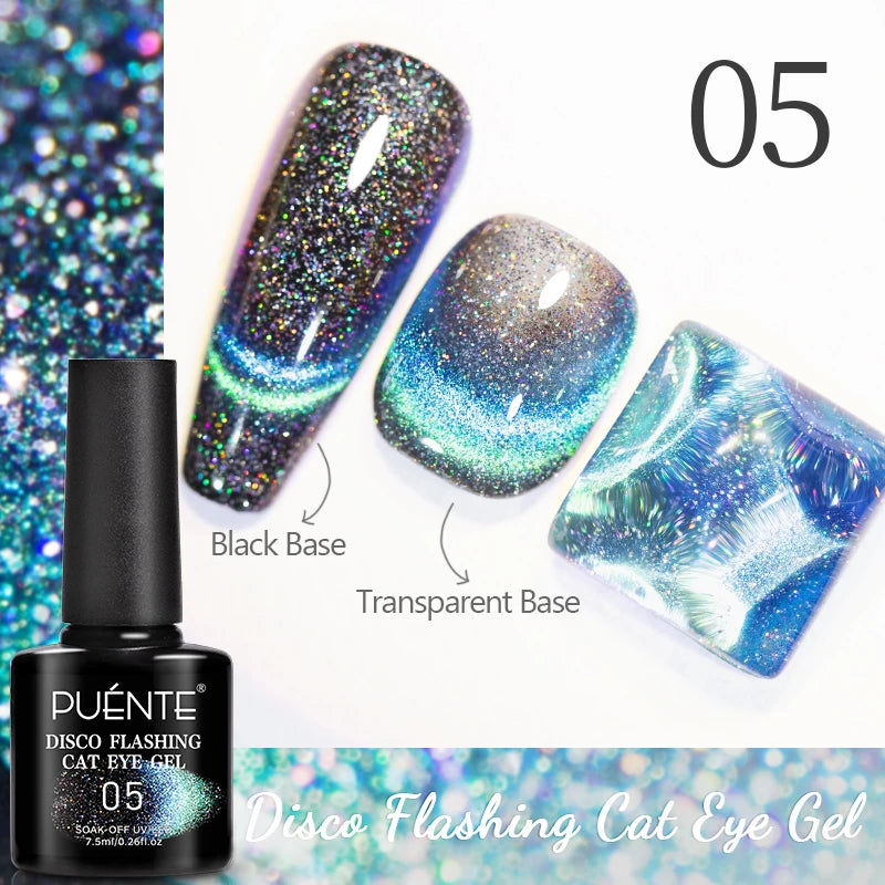 PUENTE 7.5ML Nude Shade Moonlight Cat Magnetic Gel Nail Polish Ultra-Bright Cat Eye Soak Off UV Semi-Permanent Varnish Manicure