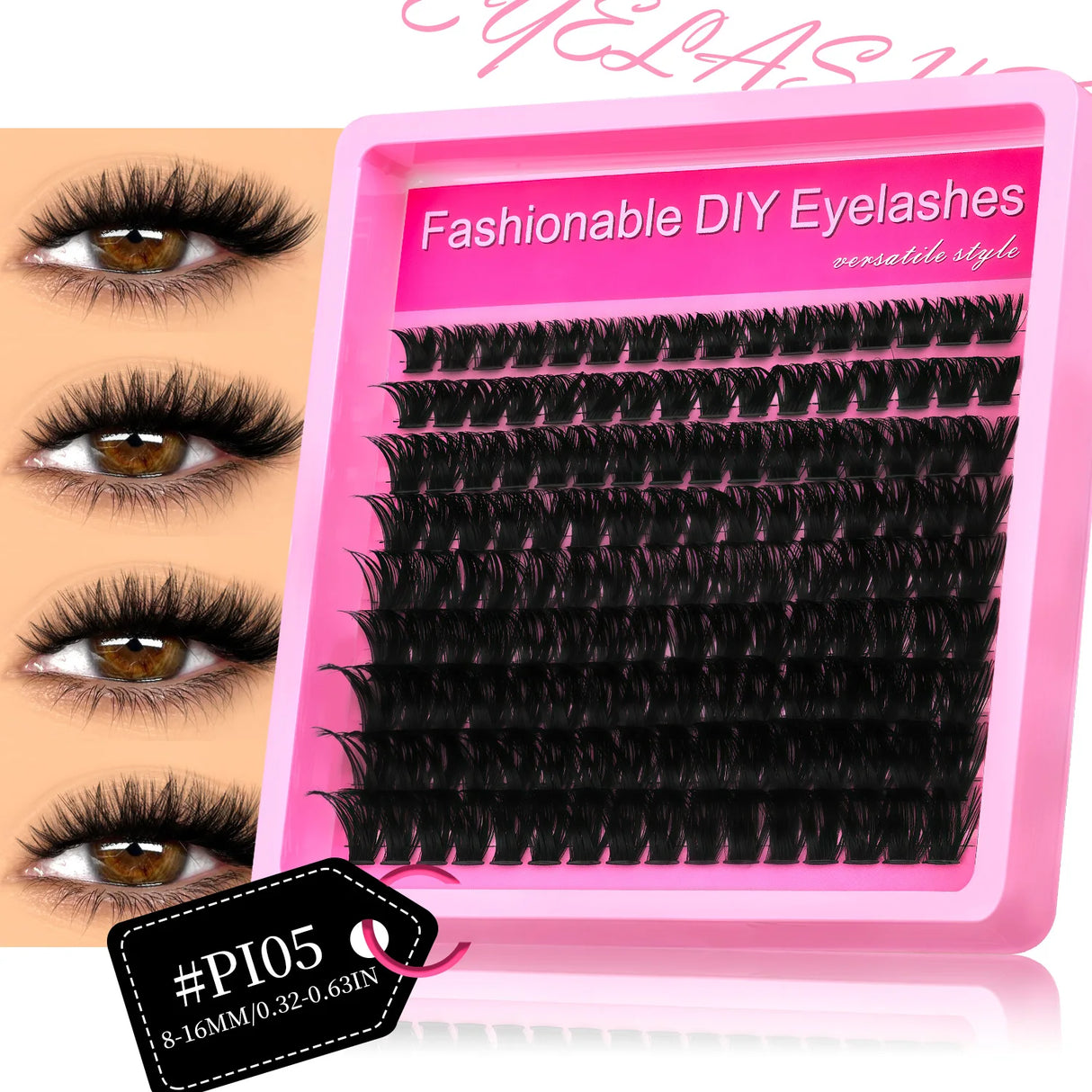 GROINNEYA Fluffy Lash Clusters DIY Natural Thick Cluster Lashes Fluffy Soft Mink Lashes Extension Individual Eyelashes Makeup