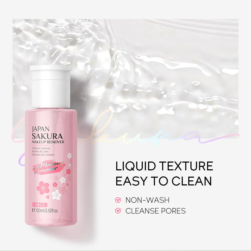 LAIKOU Portable Makeup Remover Lashes Cleansing Liquid Water Lip Eye Gentle Care Make-Up Travel Skin Remover Face Skincare 100ml